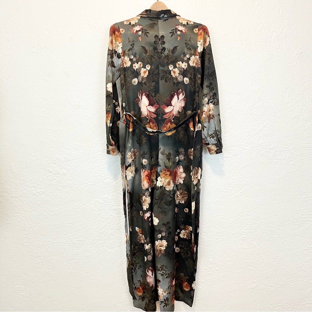 Anthropologie Ranna Gill Jumpsuit Floral Green Long Sleeve Wide Leg XS Boho - Picture 5 of 8